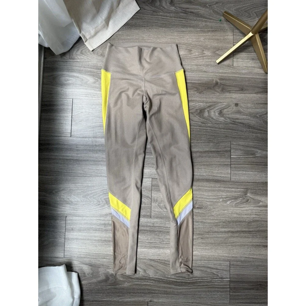 ALO Yoga High Waist Legging Elevate Gravel/Yellow Size S  Sculpt/Lift/Contour